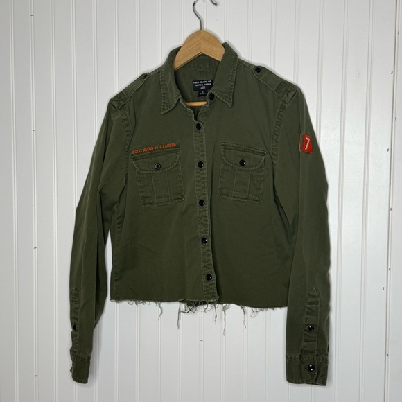 Polo Jean Co. Ralph Lauren Military Scout Cut off Button Down Shirt Shacket XL - Picture 1 of 12